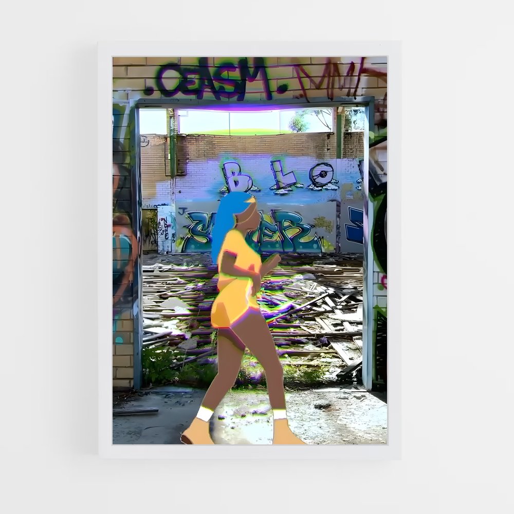 Poster La Porte Jaune – affiche Roller (vue 3)